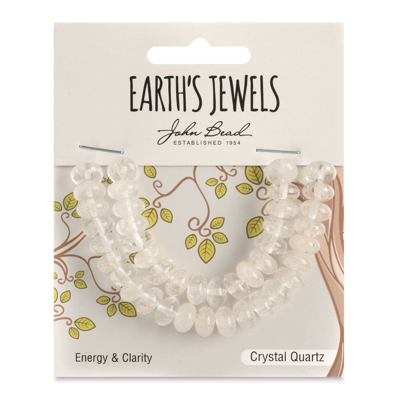 John Bead Earth's Jewels Quartz Beads - Crystal Quartz, Donut Rondelle, 5 mm x 8 mm, 41 beads